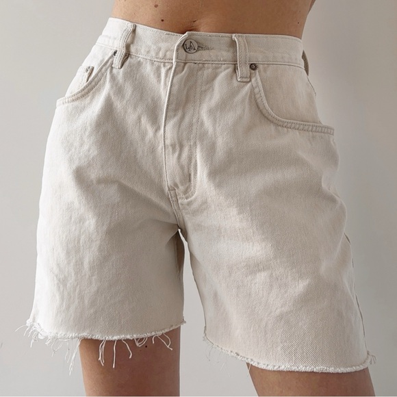 Vintage 90s high rise denim cut off jorts light beige cream - Picture 1 of 7